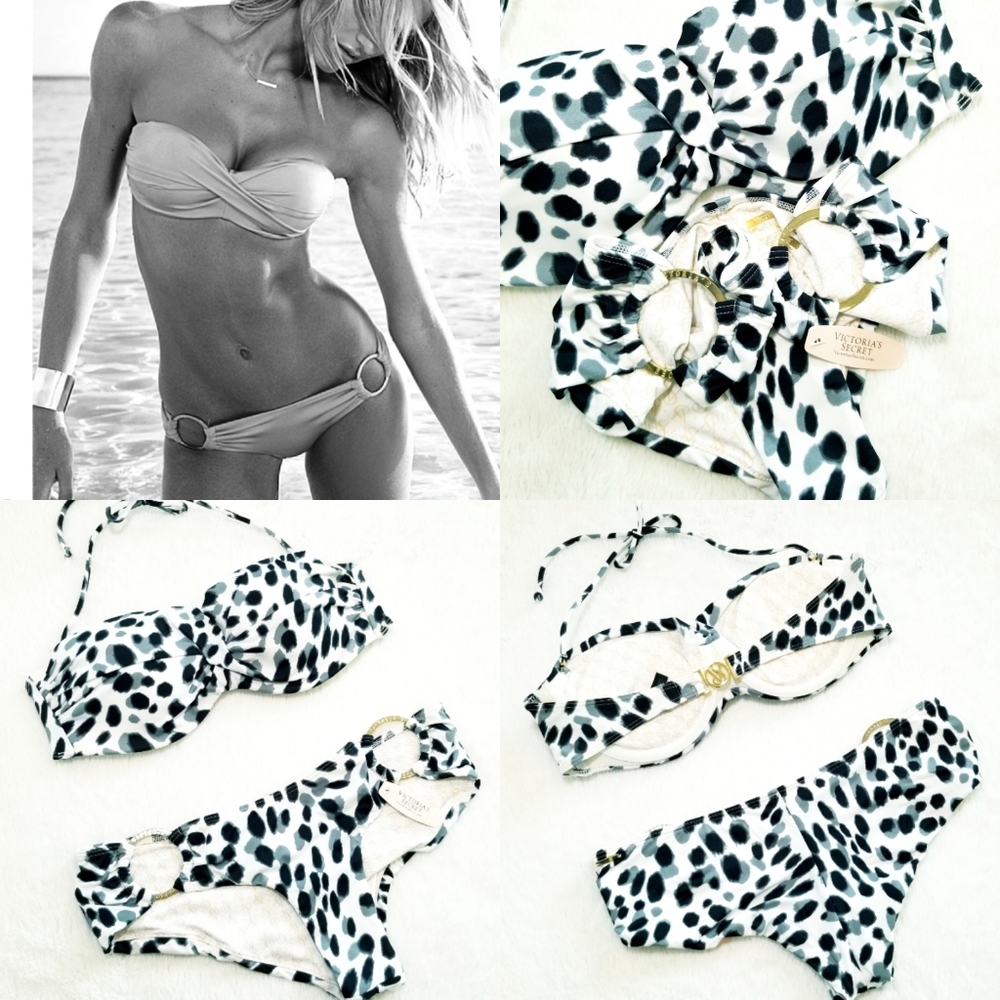 Victoria's Secret Vintage Low Rise Hipster Bandeau Top Two Piece Bikini Set NWT